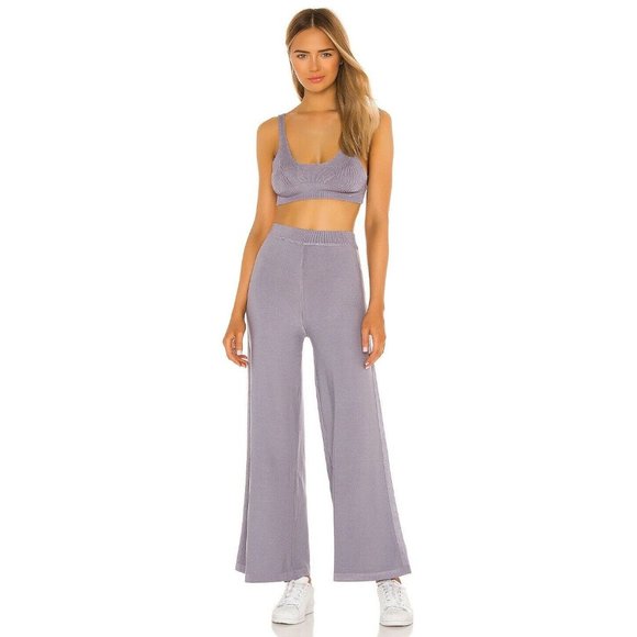 Free People Show Off Pewter Blue Pants Active Wear Sport XS NWT $128 - Picture 2 of 5
